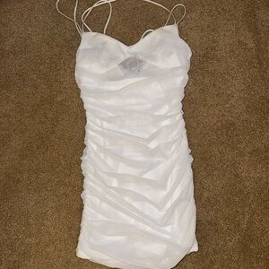 Elegant White Ruched Dress